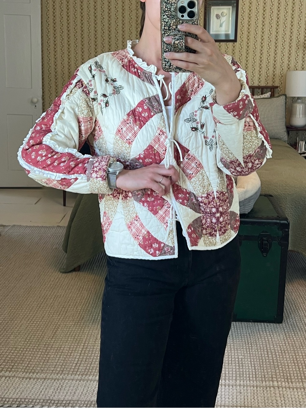 Free People Unbranded Quilted Tie Front Jacket